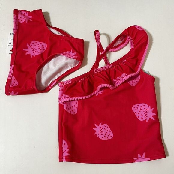 Cat & Jack Pink Strawberry Tankini Bikini 2 Piece Swimsuit Girls Size 2T NWT - Picture 1 of 9